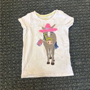 Mini Boden Girls Donkey Graphic Tee Size 1/2Y | White Appliqué T-Shirt